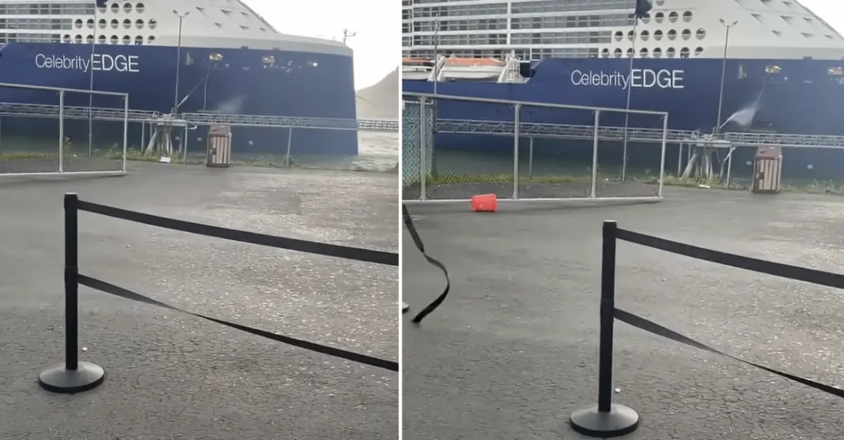 "Sudden wind squall" causes Celebrity cruise ship to drift from pier(02)